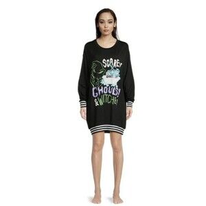 Disney Nightmare Before Christmas Witches Ghouls Sleep Shirt Black White M